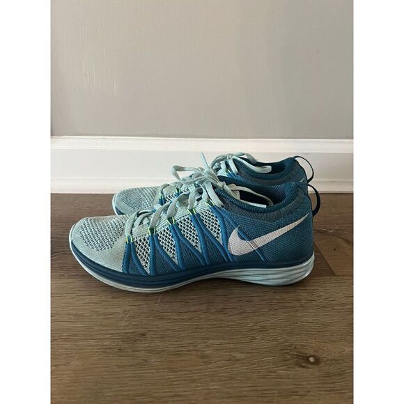Nike Shoes Flyknit LUNAR2 Running Women’s 7.5 Glacier Ice Turquoise 620658 414 - Picture 1 of 9